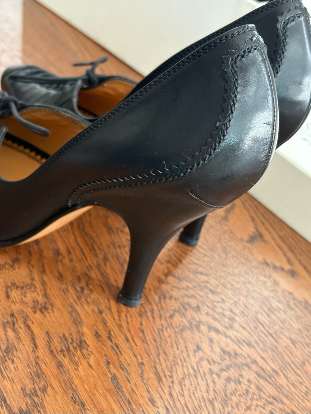 Archival Vintage YSL Rive Gauche Decollete Norton Black Lace Up Pumps, IT 38 - Picture 9 of 16